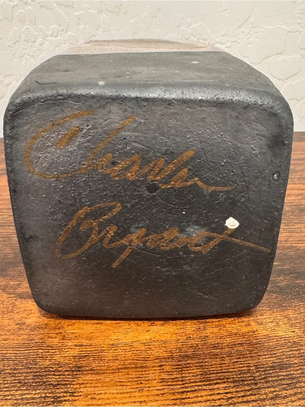 Charles Bryant Signed Studio Pottery Square Vase Artisan 6.5” Tall